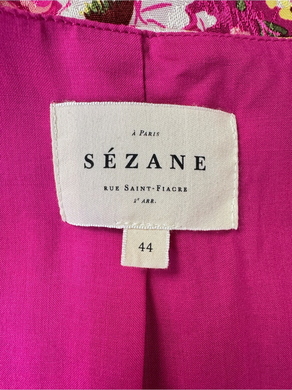 Sezane Victoria Midi Dress Minorca Fuschia Floral Size 12 - Picture 6 of 8